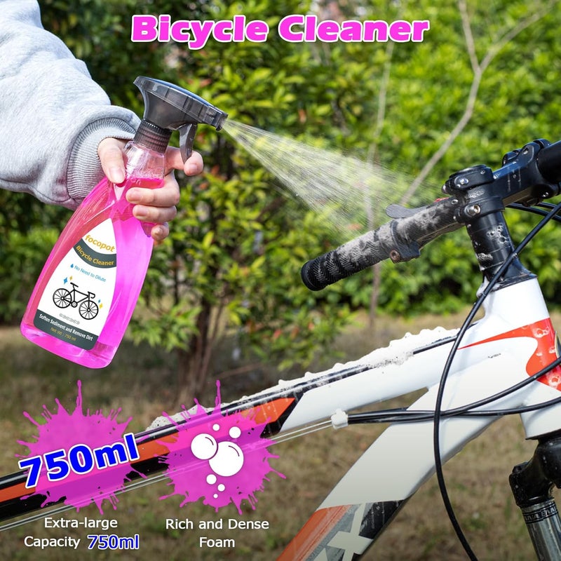 focopot Bike Cleaning Kit with Bicycle Cleaner(25 oz),Degreaser(10 oz),Oil Lubricant(2 oz),Cleaning Brush Tools,Bike Chain Cleaner Kit to Clean and Lube Mountain/Road/MT/EBike - Image 3